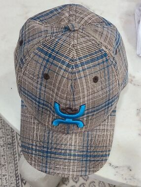 Plaid Baseball Cap with Blue Accent - Men